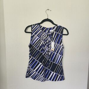 Calvin Klein Blue and Black Striped Blouse NWT
